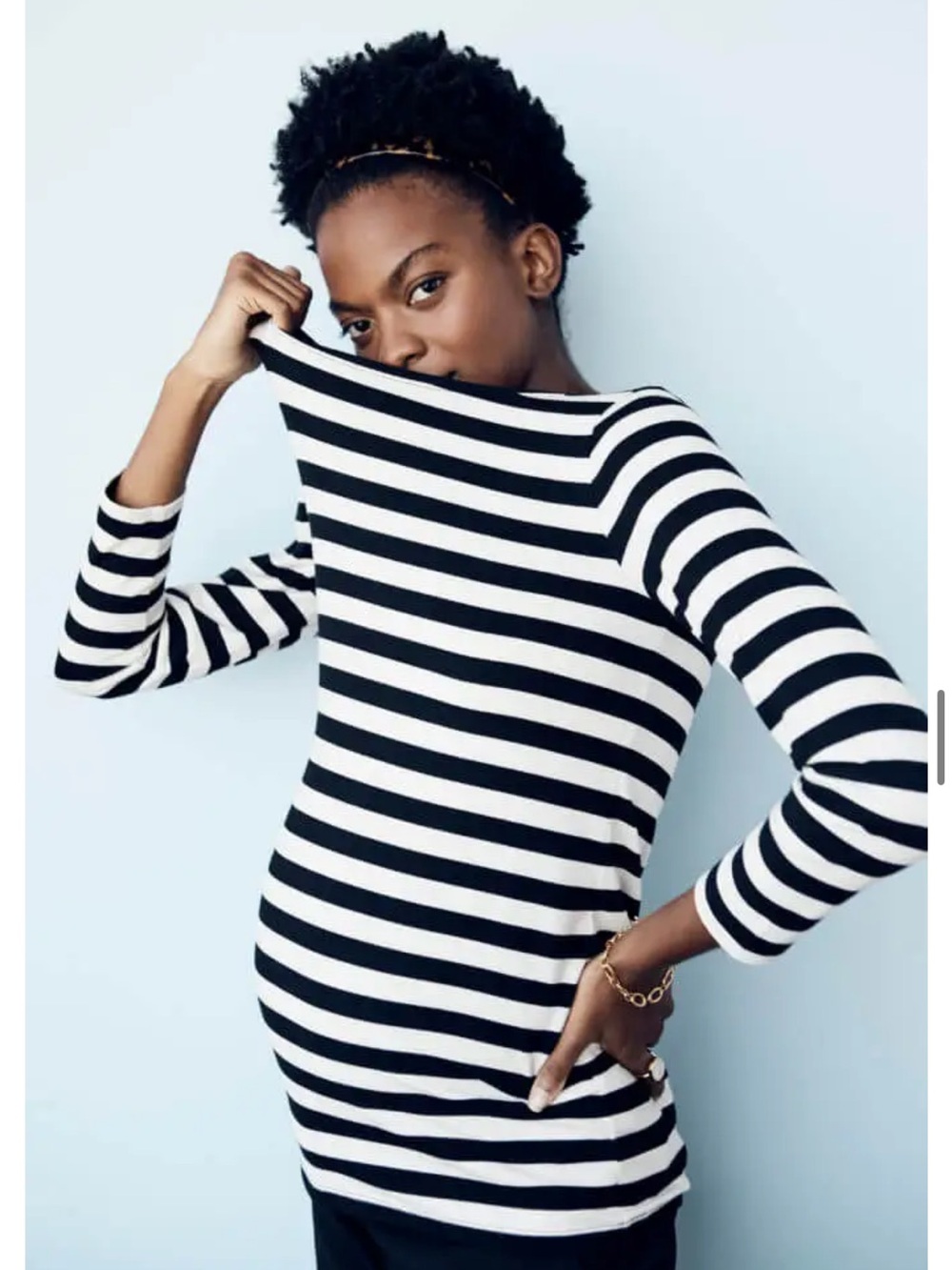 J. Crew x Hatch Black and White Striped Maternity Tee